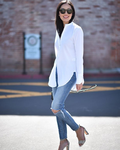 Classic White Shirt and Jeans