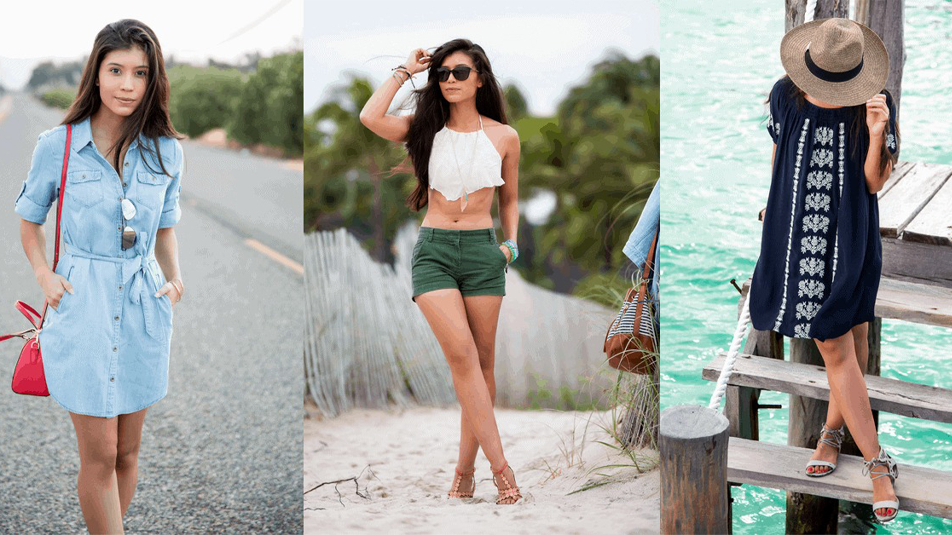 Cute top and shorts outfits for hot days.