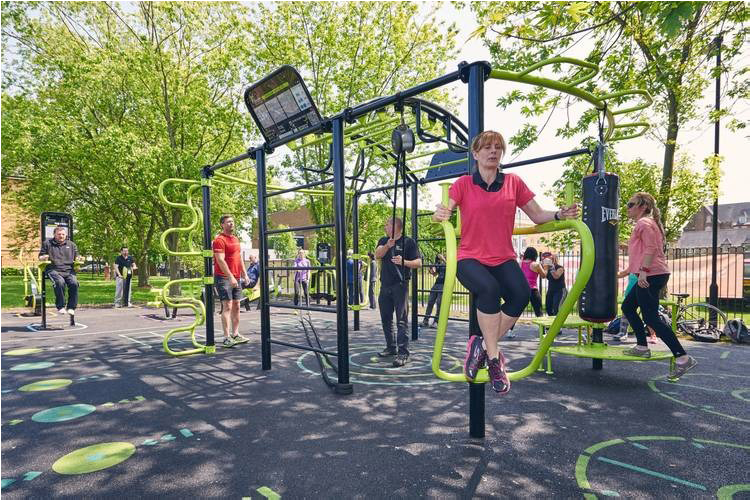 How to exercise outside using adult jungle gyms.