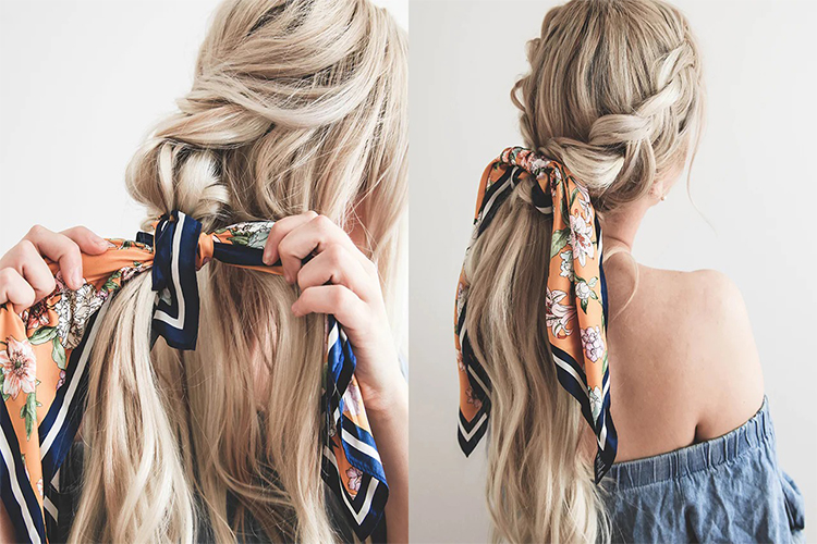 How to wear your hair in a headscarf during the summer.