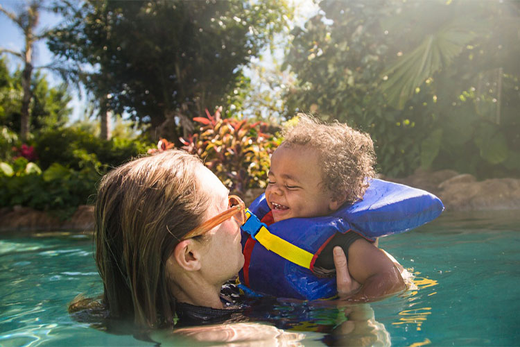 Parental and child swimming safety advice.